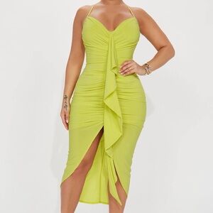 Fashion Nova Vibrant Lime Midi Dress